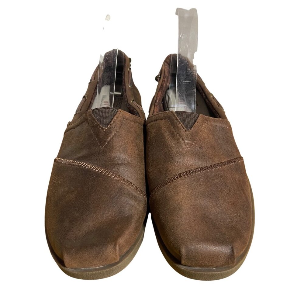 Bobs By Skechers Bobs Plush Chill Luxe Buttoned Up Slip on Flats Womens 11 Brown